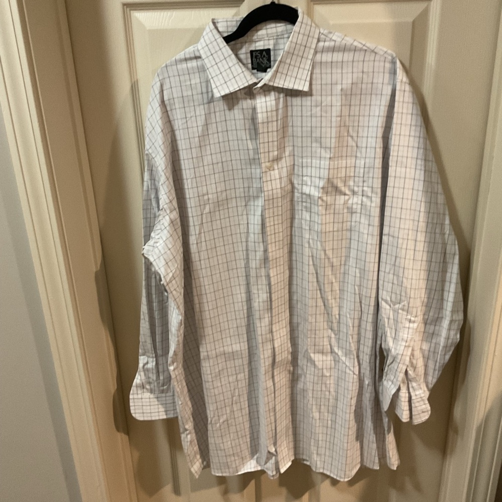 EUC Jos. A. Bank Light Blue, Purple, & Black Plaid Dress Shirt, Size 18 1/2”|36